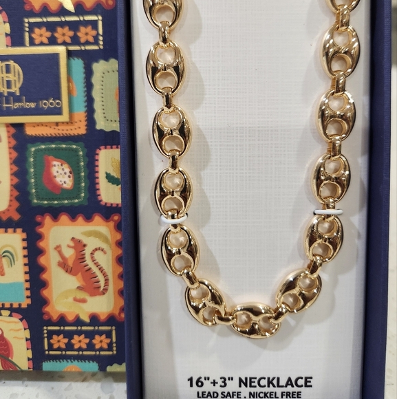 🔹️House Of Harlow 🔹️1960 Nickle Free Mariner Puff 16" Link NECKLACE - Picture 4 of 5